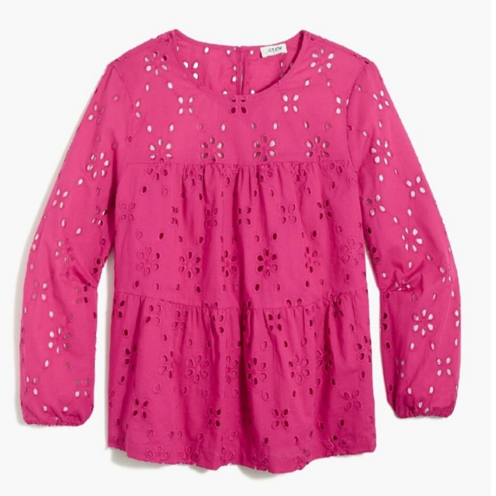 J.Crew eyelet pink tiered blouse - Size S